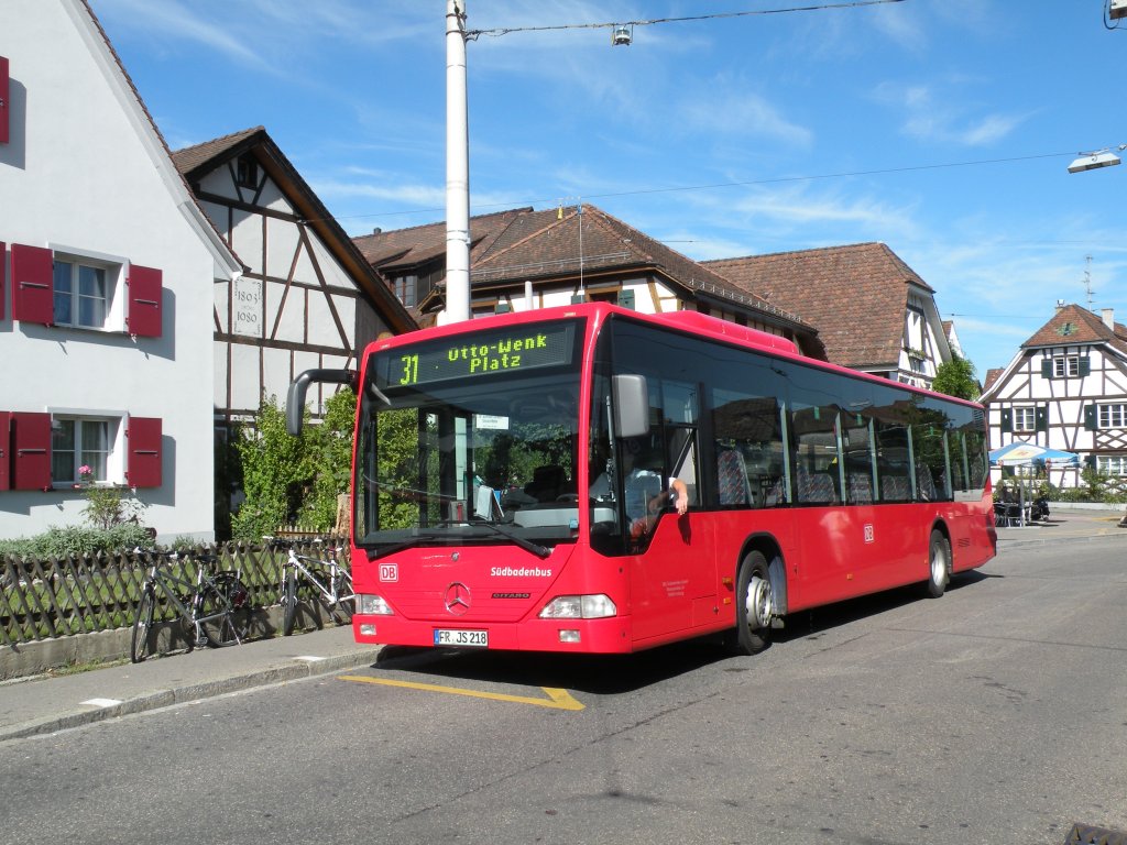Mercedes Citaro FR JS 218 von Sdbadenbus auf der Linie 31 an der Endstation in Allschwil. Die Aufnahme stammt vom 10.09.2011.