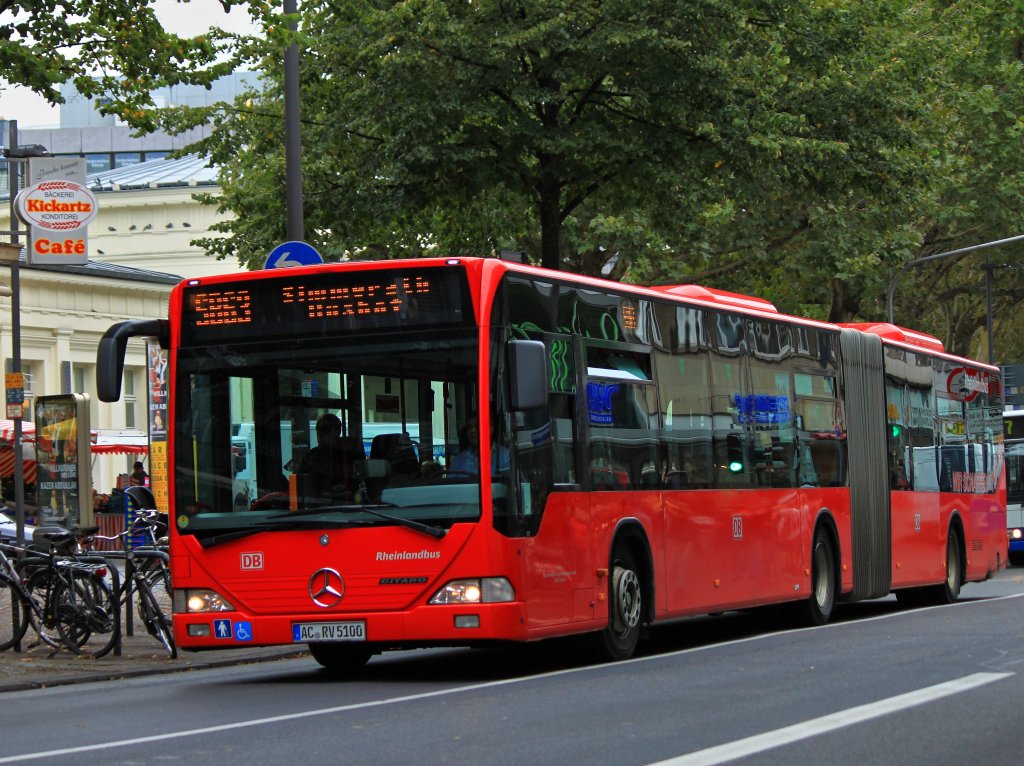 Mercedes Citaro Gelenkbus von der  DB Rheinlandbus  am 18.09.2012 als Linie SB 63 nach Simmerath am Aachener Elisenbrunnen.