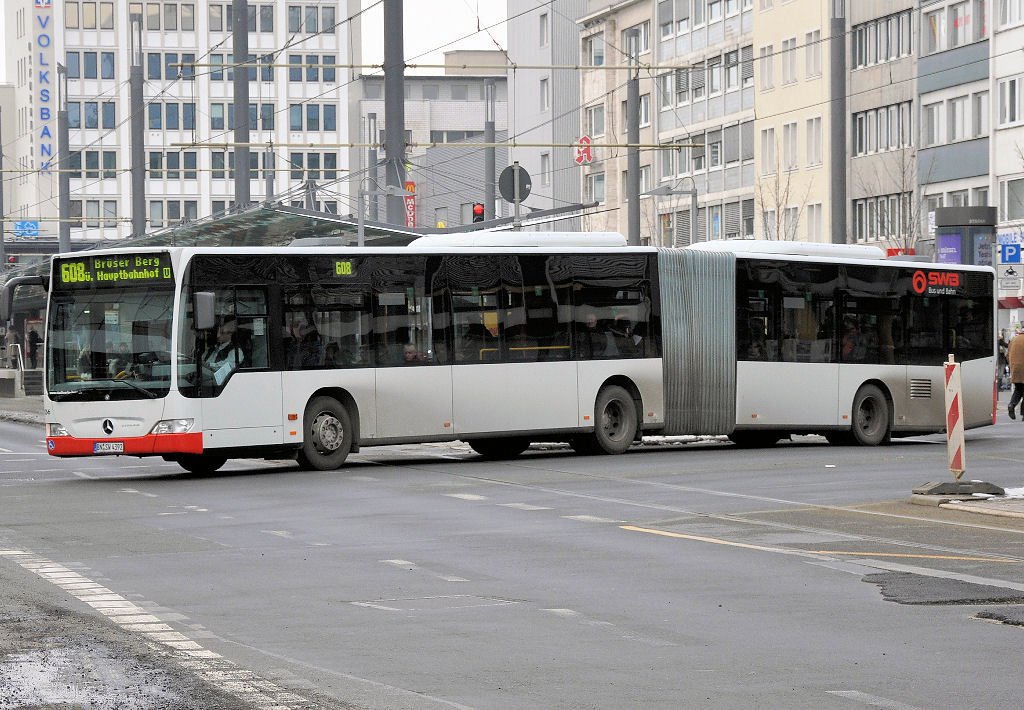 Mercedes Citaro Gelenkbus, SWB Linie 608 in Bonn, 17.02.2010