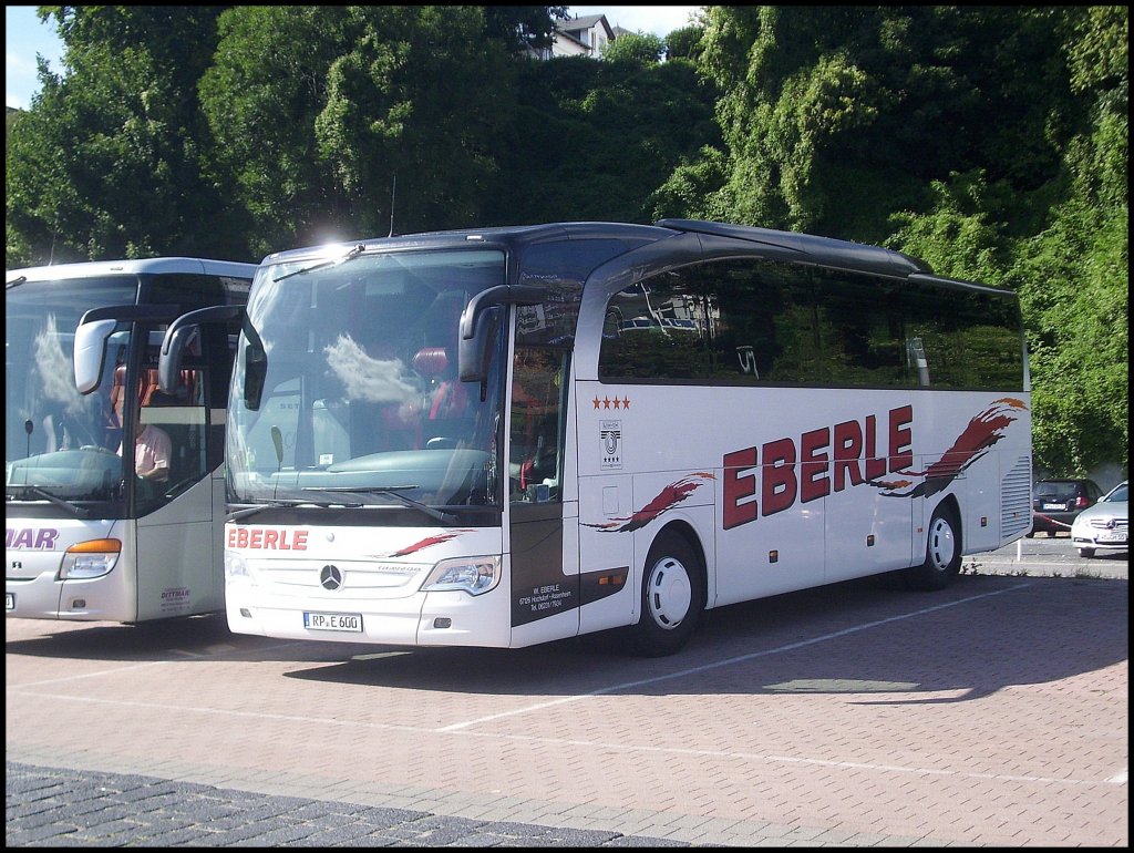 Mercedes Travego von Eberle aus Deutschland im Stadthafen Sassnitz am 27.08.2012