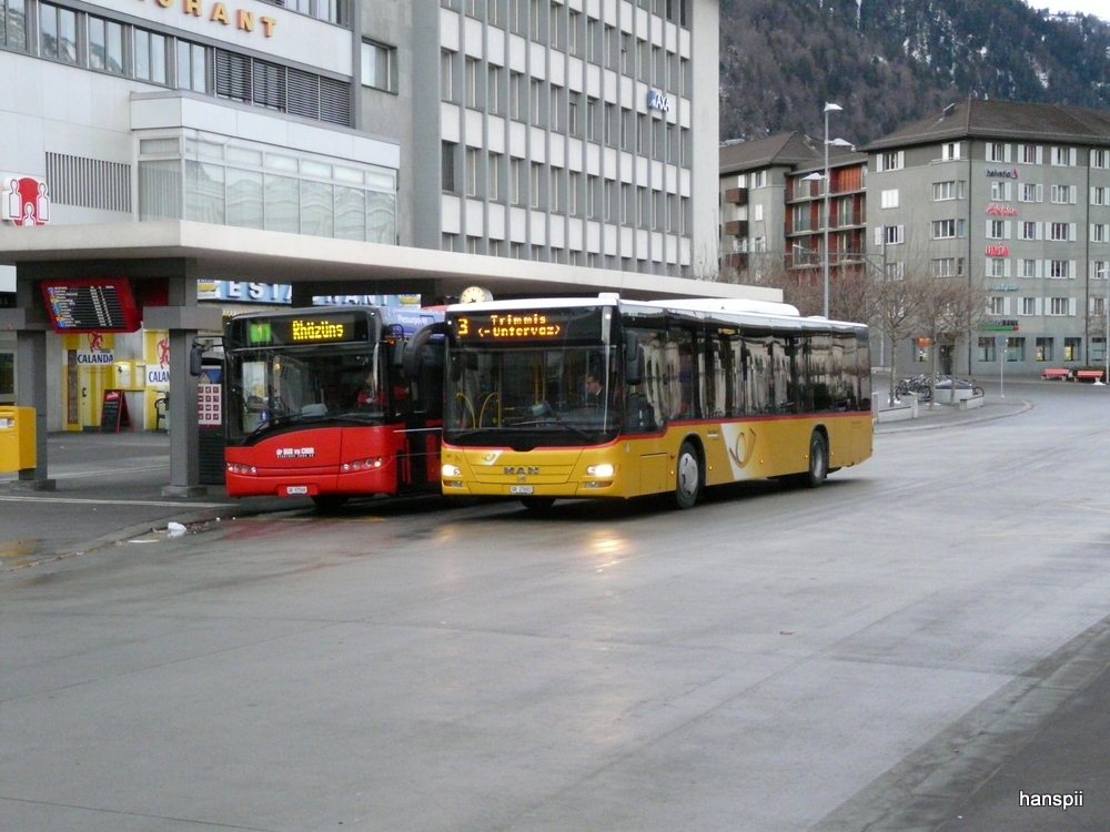 Postauto - MAN Lion`s City  GR 27692 bei den Bushaltestellen vor dem Bahnhof in Chur am 20.01.2013