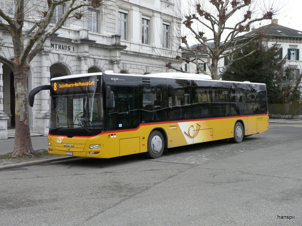 Postauto - MAN Lion`s City  SO  20140 auf dem Amtshausplatz in Solothurn am warten am 29.01.2013