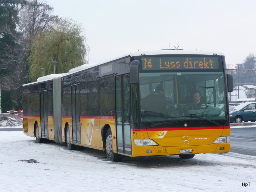Postauto - Mercedes Citaro BE 666082 unterwegs auf der Linie 74 in Lyss am 18.12.2009