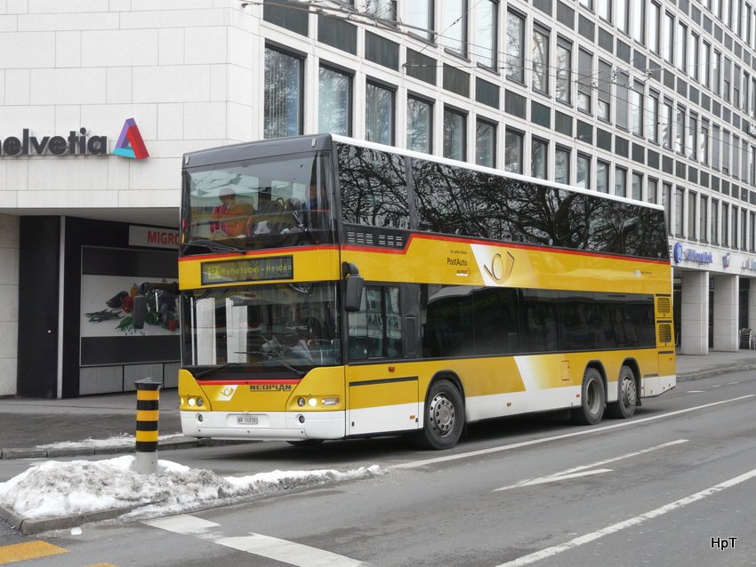 Postauto - Neoplan Doppelstock Bus AI 14838 unterwegs auf der Linie 121 in der Stadt St.Gallen am 16.01.2010
