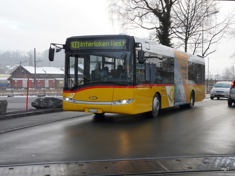 Postauto - Solaris  BE 610539 unterwegs auf der Linie 103 in Interlaken am 25.02.2011