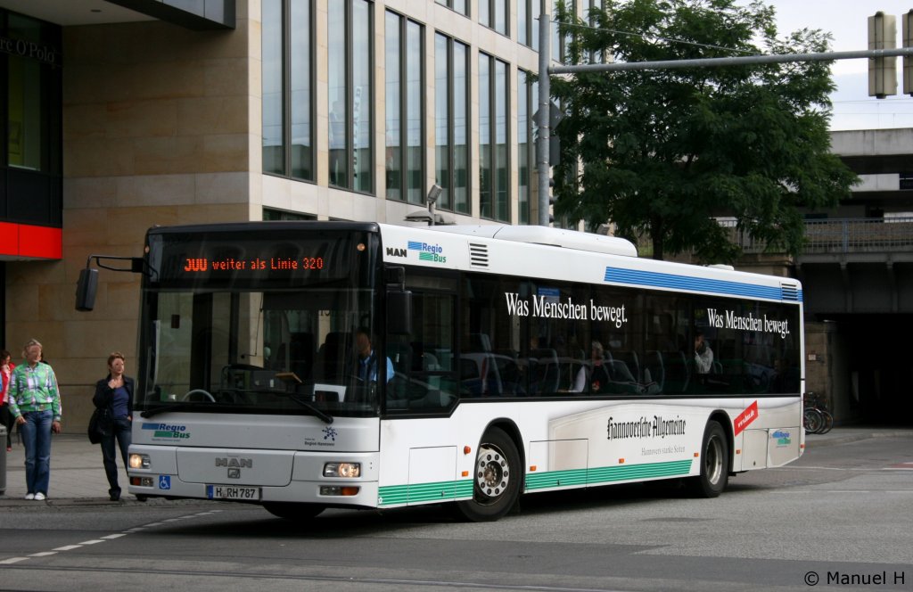 Regio Bus (H RH 787) macht Werbung fr die Hannoversche Allgemeine.
Hannover HBF, 16.8.2010.