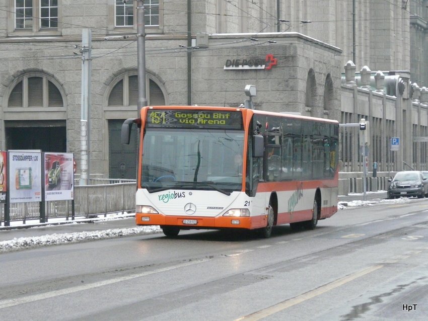 regiobus Gossau - Mercedes Citaro Nr.21 SG 258921 unterwegs auf der Linie 151 in St.Gallen am 10.01.2010