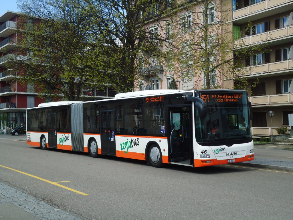 Regiobus, Gossau - Nr. 46/SG 38'472 - MAN am 13. April 2011 beim Bahnhof Gossau