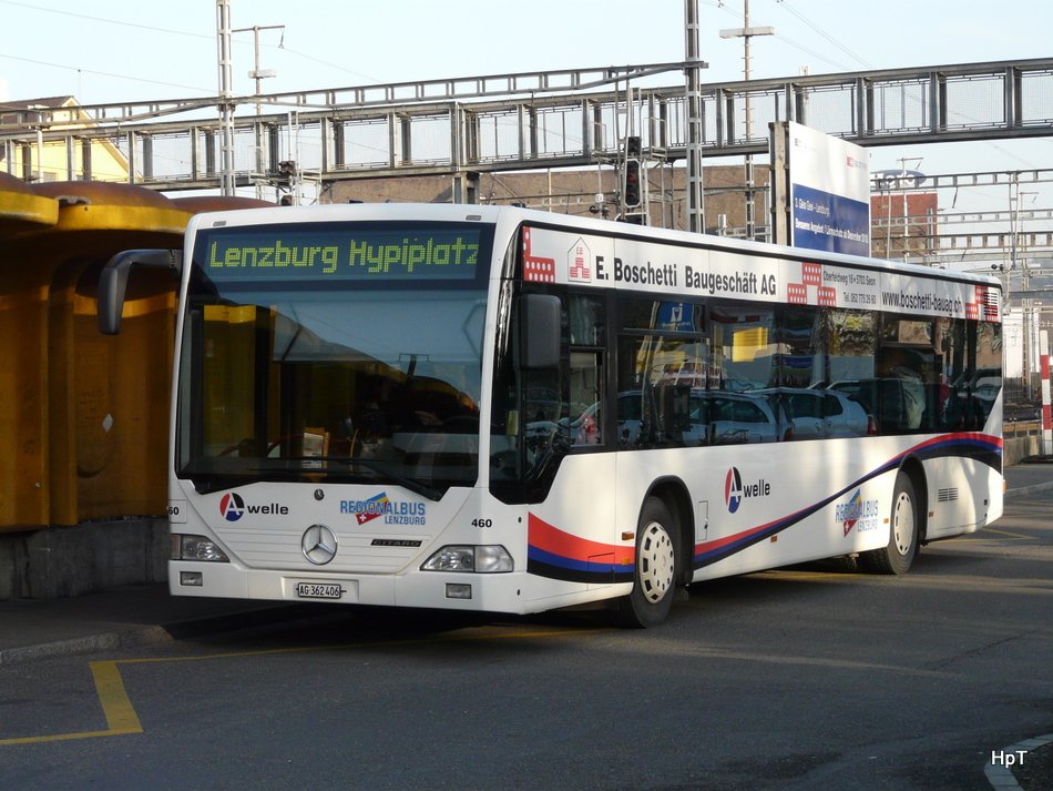 Regionalbus Lenzburg - Mercedes Citaro Nr.460 AG 362406 bei den Bushaltestellen neben dem Bahnhof Lenzuburg am 20.11.2009