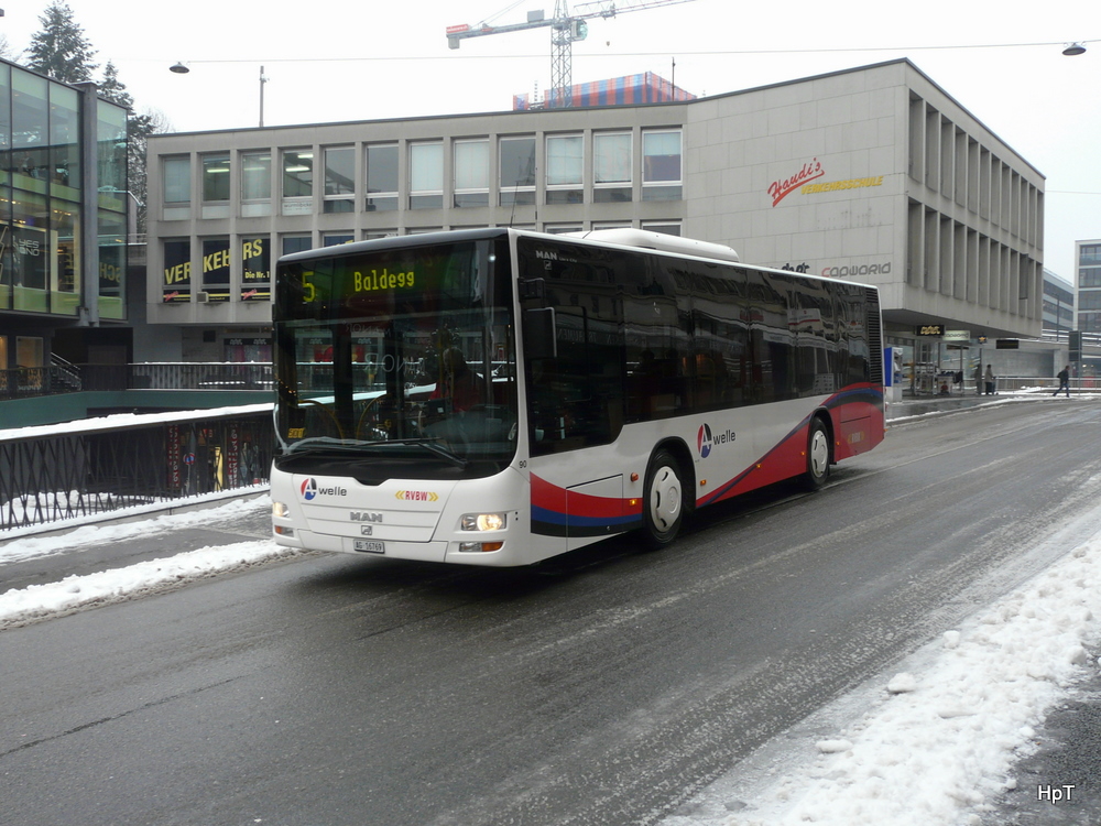 RVBW - MAN Lion`s City Nr.90  AG 16769 unterwegs auf der Linie 5 in Baden am 29.12.2010

