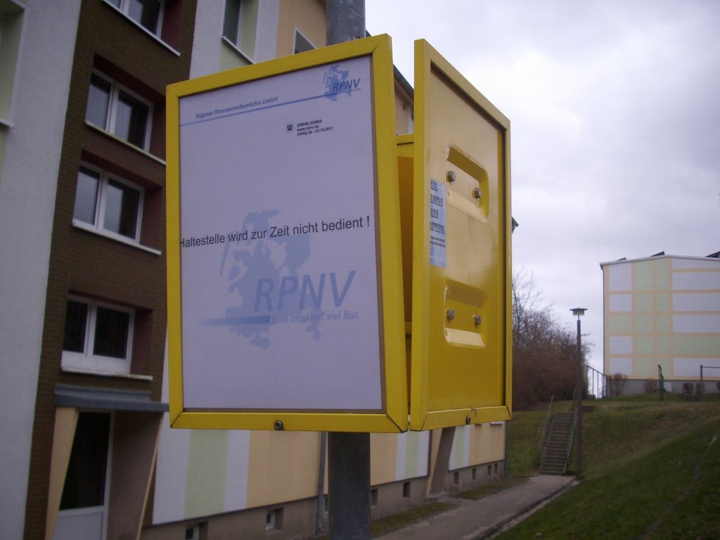 Sassnitz Merkelstrae wird wegen Straenschden nicht mehr bedient. 13.01.2012