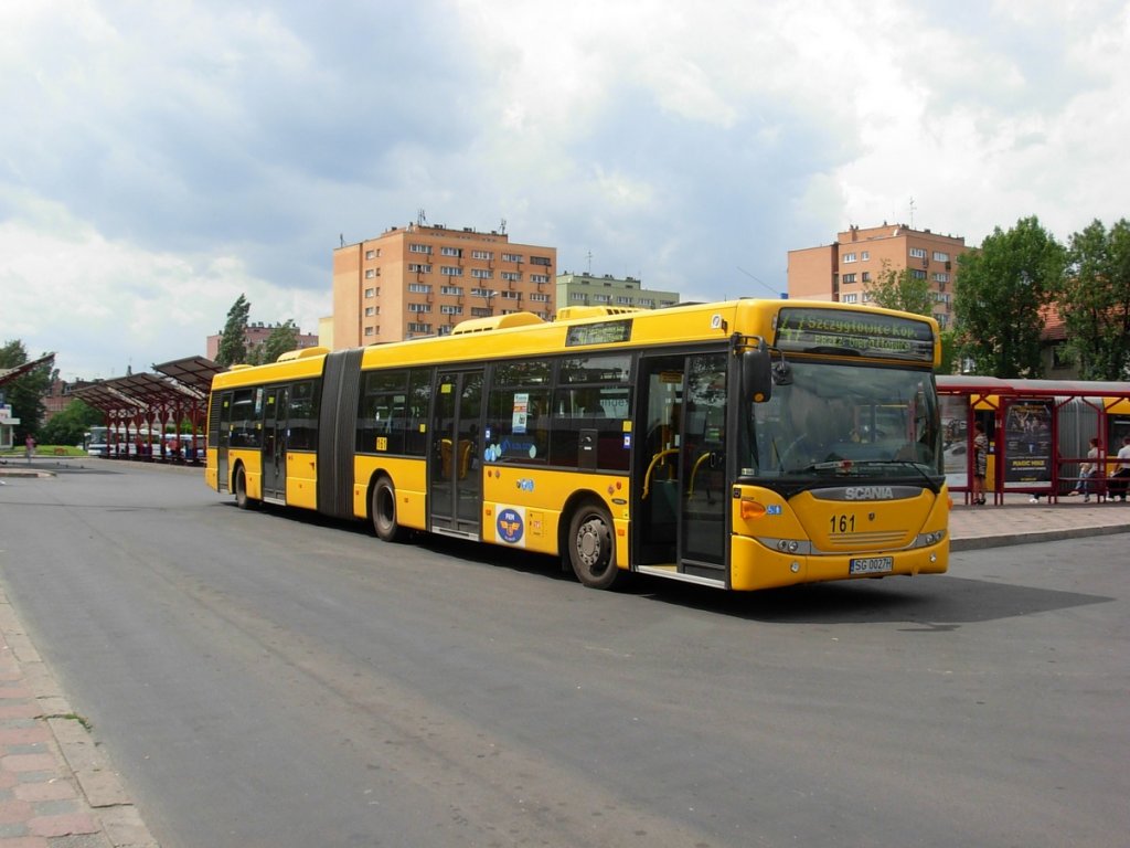 Scania Omni City Artic, PKM Gliwice #161, Zabrze Pl. Goethego [Hindenburg Goetheplatz], 19.07.2012