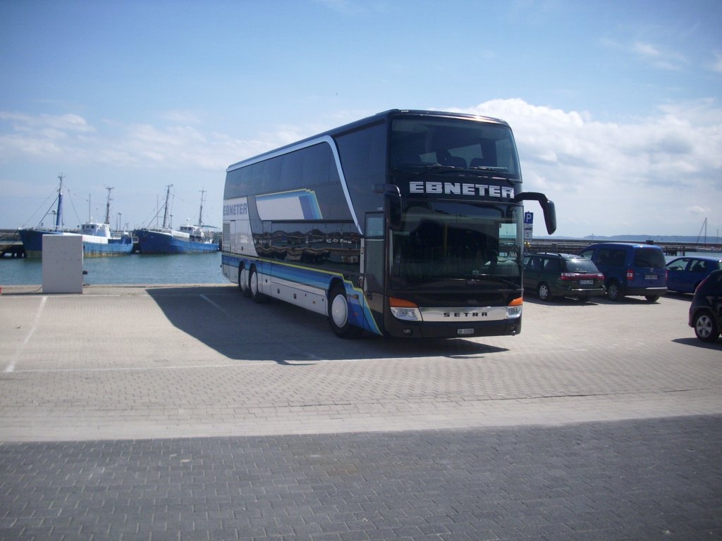 Setra 431 DT von Ebneter aus der Schweiz im Stadthafen Sassnitz am 19.06.2012