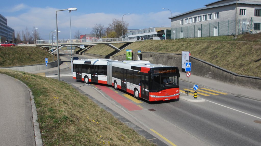Solaris 347 verlsst am 21.3.2012 den Industriepark Oberi Richtung Ohrbhl.