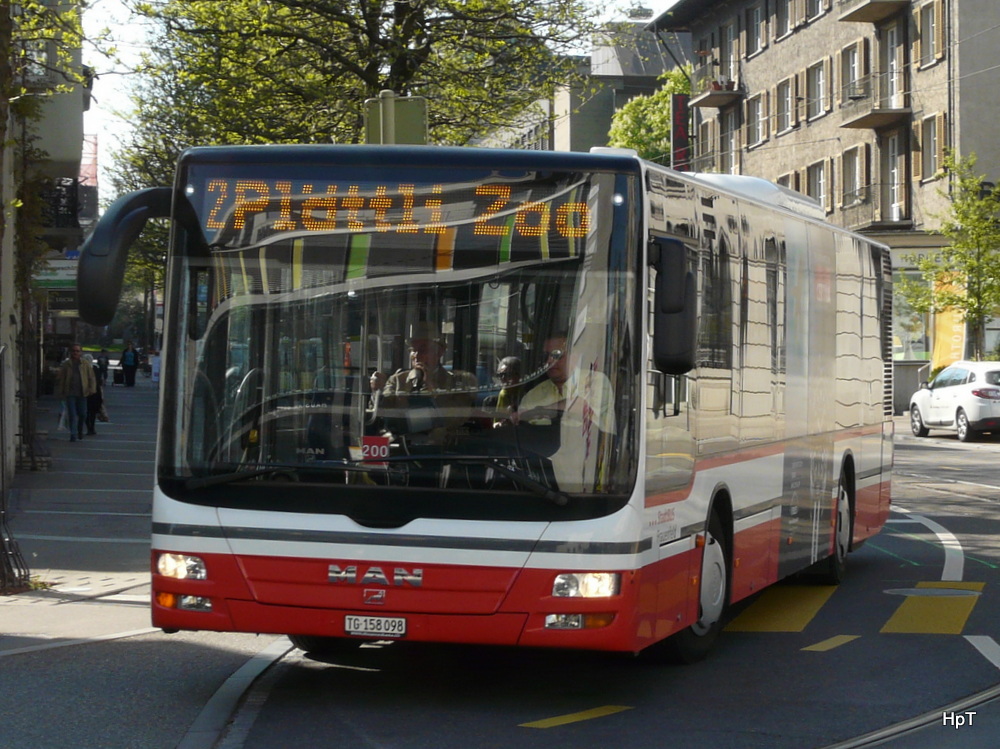 Stadtbus Frauenfeld - MAN Lion`s City TG  158098 unterwegs auf der Linie 2 in Frauenfeld am 08.05.2013