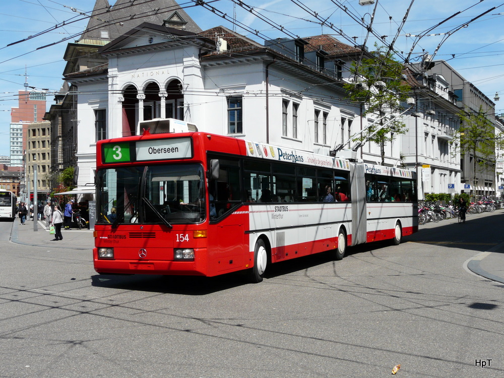 Stadtbus Winterthur - Trolleybus Mercedes O 405 GTZ Nr.154 unterwegs auf der Linie 3 in Winterthur am 11.05.2010