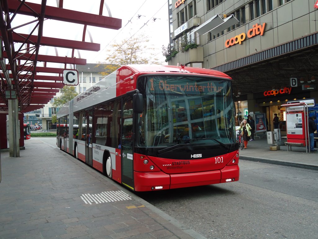 SW Winterthur Nr. 101 Hess/Hess Gelenktrolleybus am 13. Oktober 2010 Winterthur, Hauptbahnhof