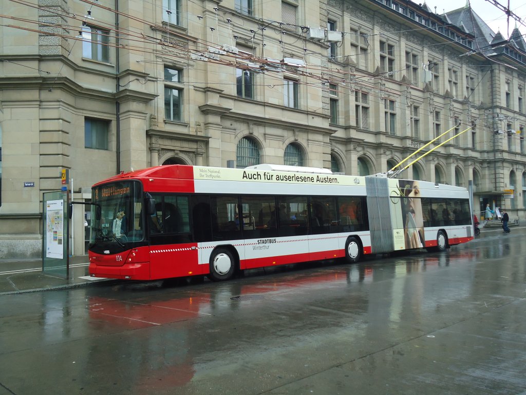 SW Winterthur - Nr. 104 - Hess/Hess Gelenktrolleybus am 12. September 2012 beim Hauptbahnhof Winterthur
