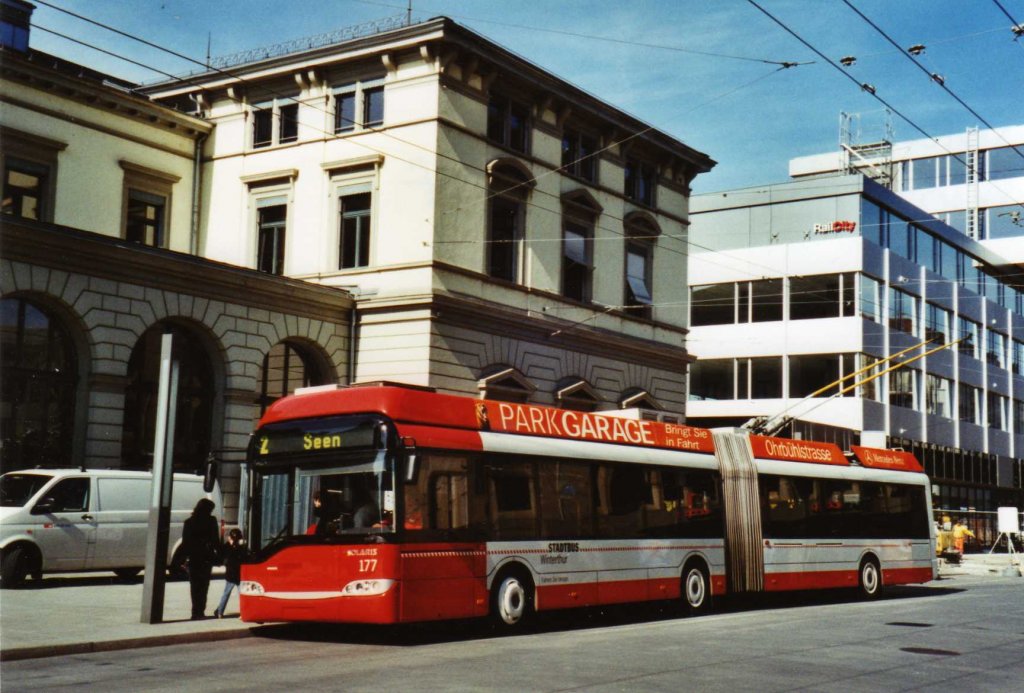 SW Winterthur Nr. 177 Solaris Gelenktrolleybus am 17. Mrz 2010 Winterthur, Bahnhof