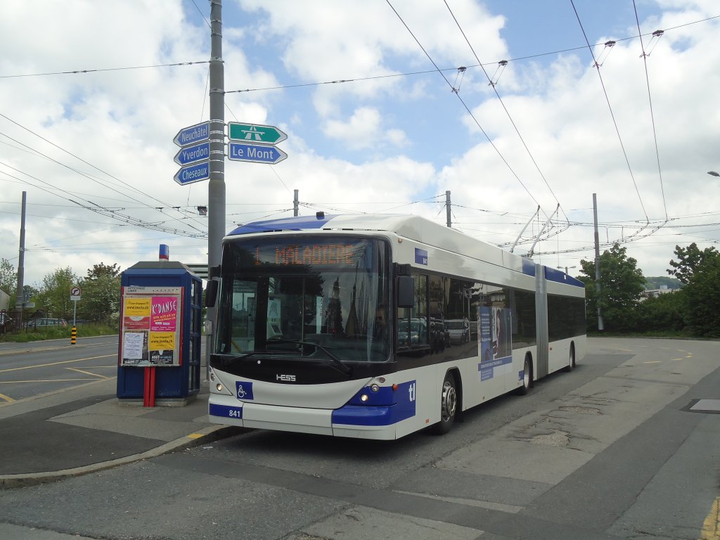 TL Lausanne - Nr. 841 - Hess/Hess Gelenktrolleybus am 13. Mai 2012 in Lausanne, Blcherette