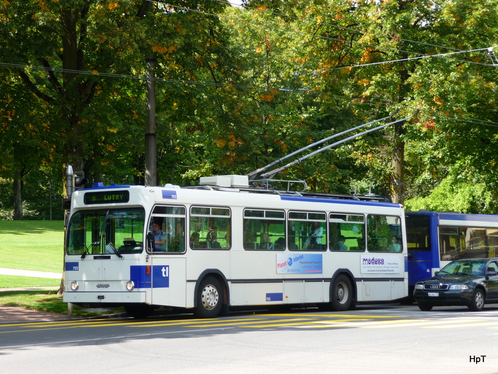 TL - NAW Trolleybus Nr.755 unterwegs in Lausanne auf der Linie 9 am 09.09.2010