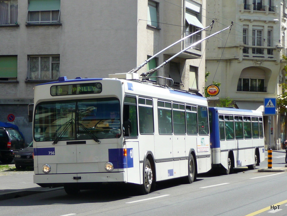 TL - NAW Trolleybus Nr.756 unterwegs in Lausanne auf der Linie 9 am 09.09.2010