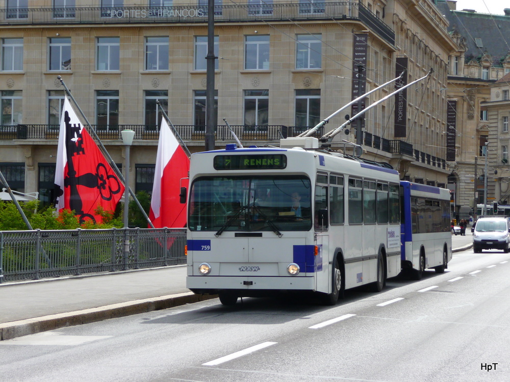 TL - NAW Trolleybus Nr.759 unterwegs in Lausanne auf der Linie 7 am 09.09.2010
