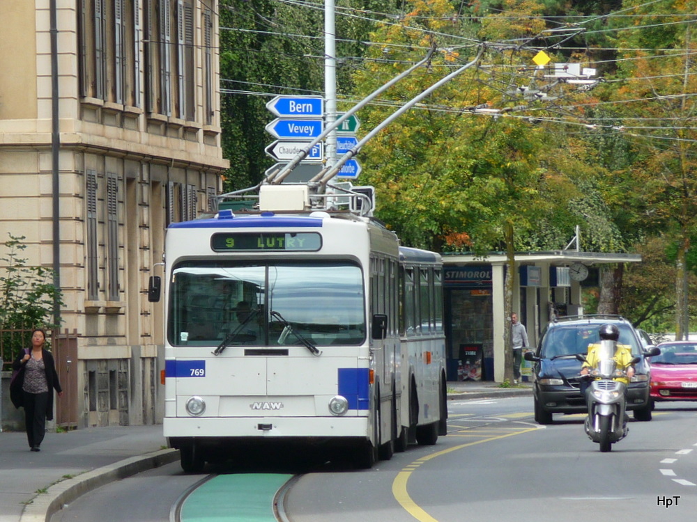 TL - NAW Trolleybus Nr.769 unterwegs in Lausanne auf der Linie 9 am 09.09.2010