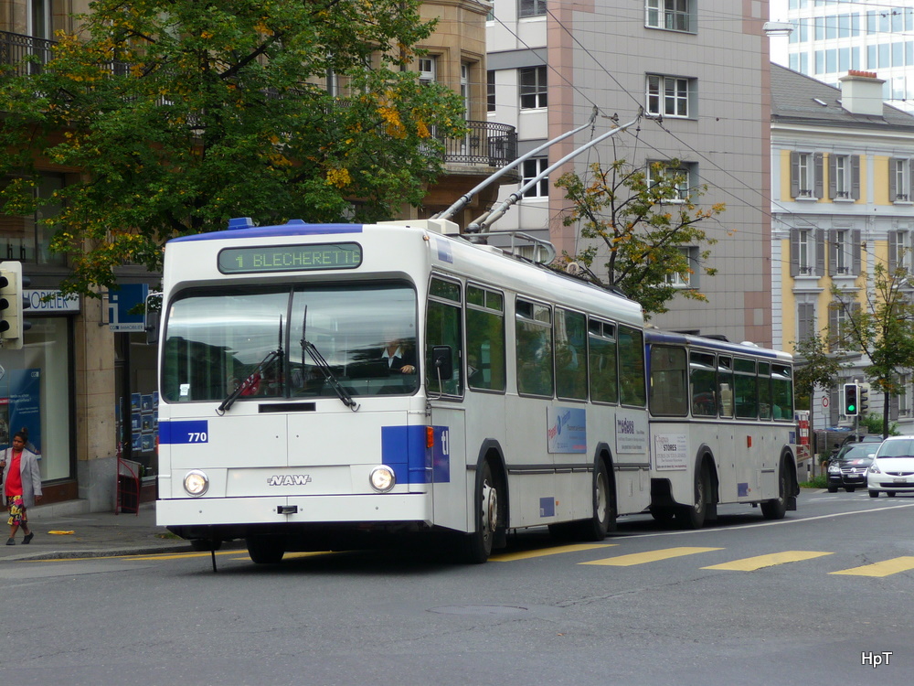 TL - NAW Trolleybus Nr.770 unterwegs in Lausanne auf der Linie 1 am 09.09.2010