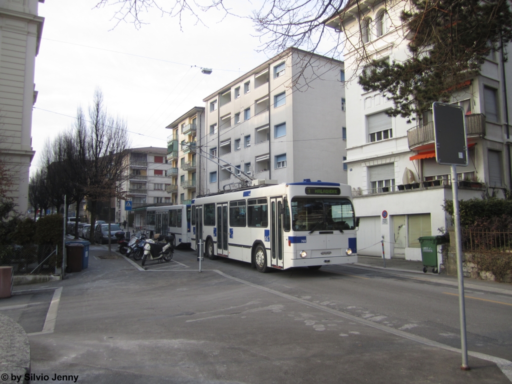 tl Nr. 769+919 (NAW/Lauber + Hess/Lanz&Marti) am 25.2.2013 in Lausanne, Druey.