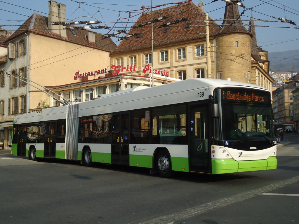 TN Neuchtel - Nr. 139 - Hess/Hess Gelenktrolleybus am 8. Mrz 2011 in Neuchtel, Place Pury