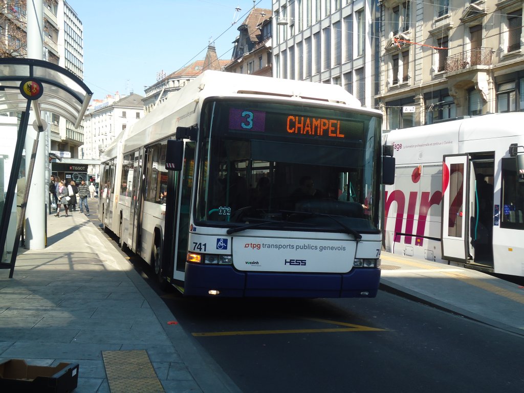 TPG Genve - Nr. 741 - Hess/Hess Gelenktrolleybus am 9. Mrz 2012 in Genve, Coutance