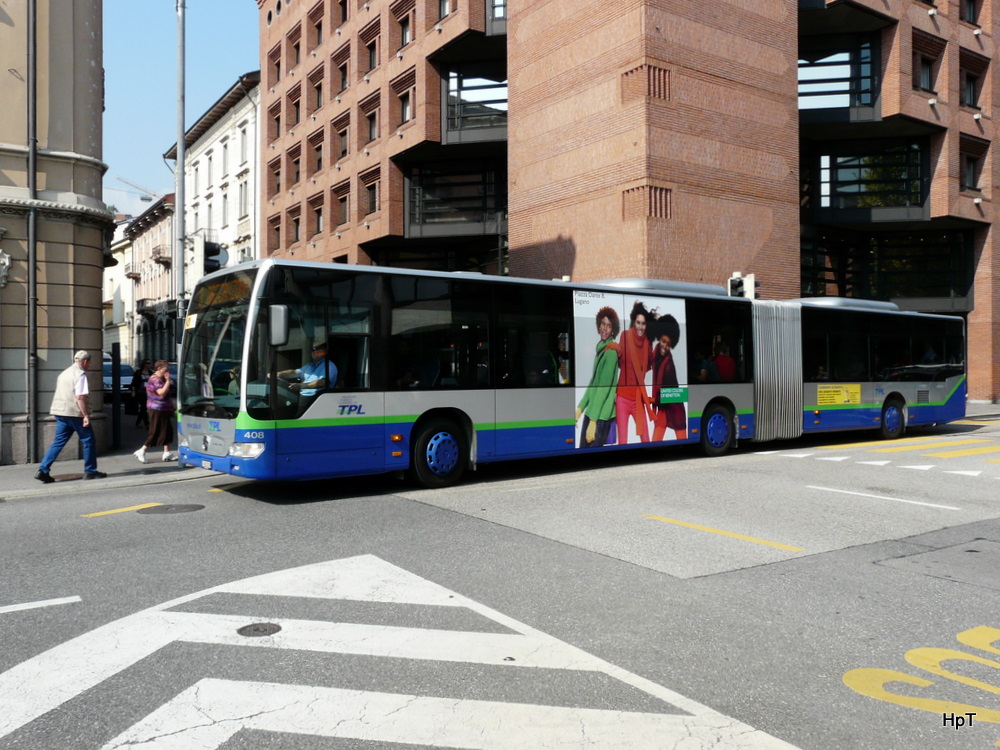 TPL - Mercedes Citaro Nr.408  TI 207019 unterwegs in der Stadt Lugano am 30.09.2011