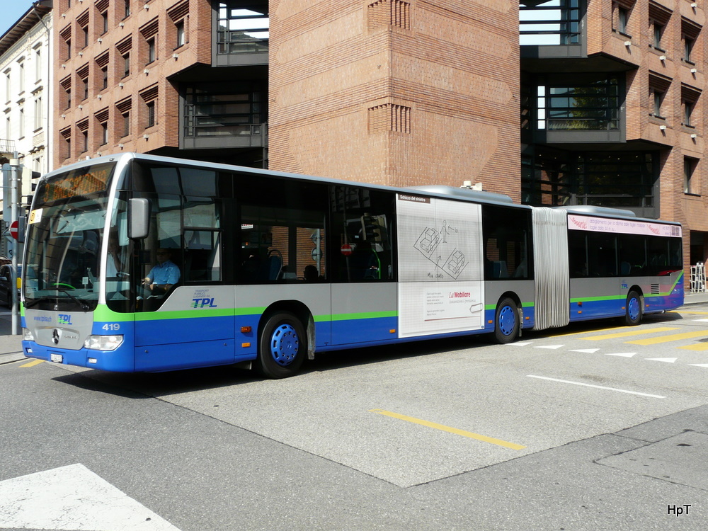 TPL - Mercedes Citaro Nr.419  TI 142312 unterwegs in der Stadt Lugano am 30.09.2011