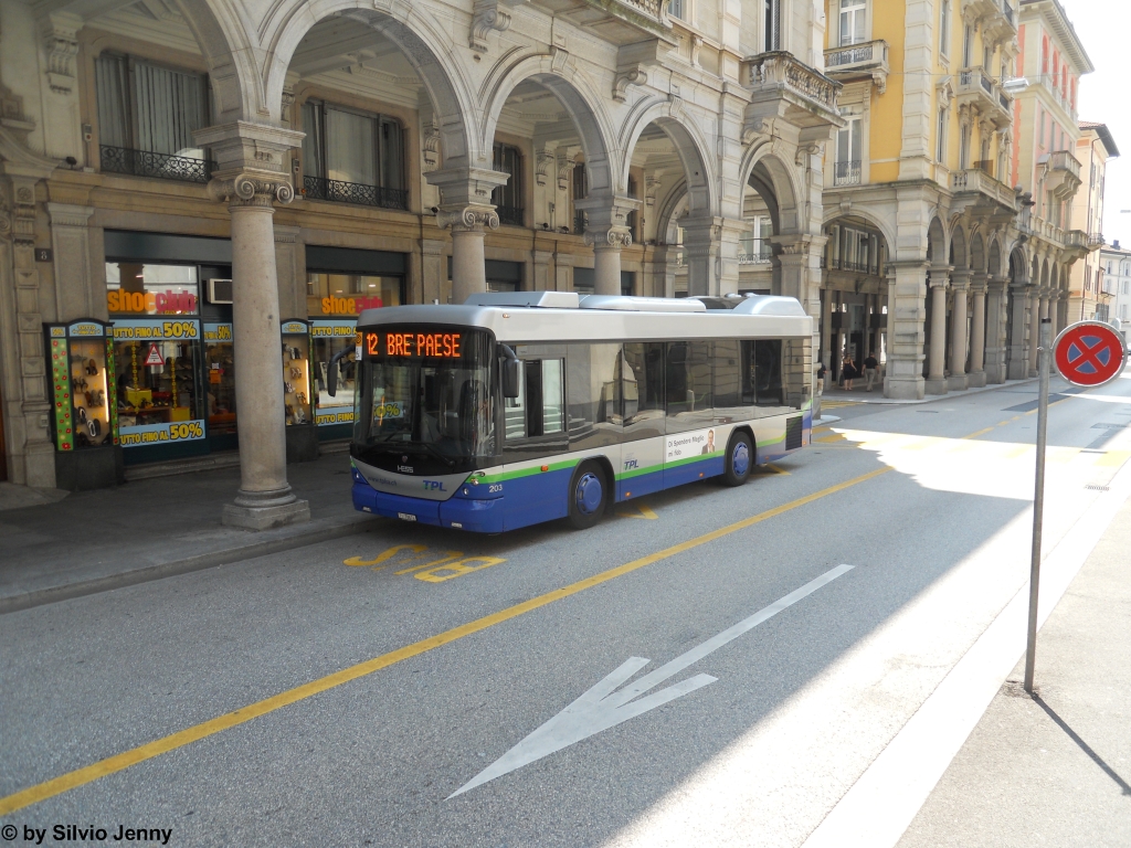 tpl Nr. 203 (Scania/Hess K320UB ''Bergbus'') am 6.7.2011 in Lugano, Centro