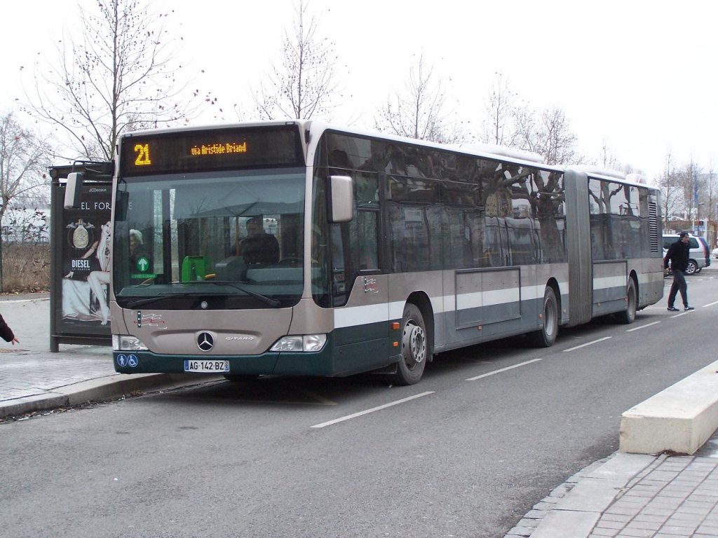 Trandev Alsace het 3 neue Citaro II Gelenkbusse auf der Linie 21 eingesetzt.