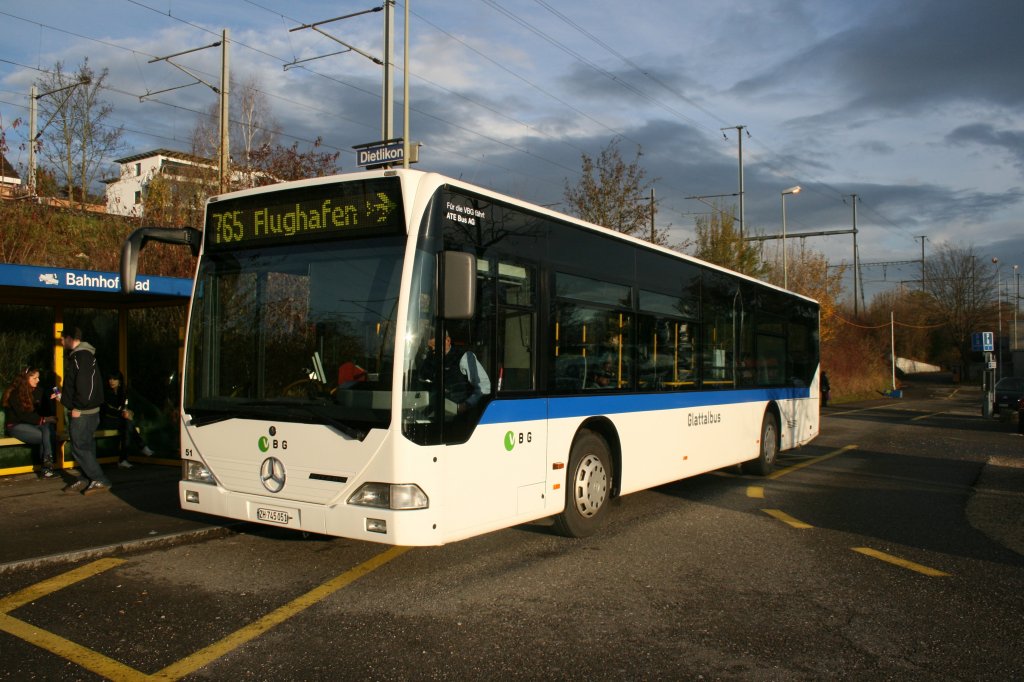 VBG/ATE Bus AG, Effretikon, Nr. 51 (ZH 745'051, MB Citaro, 2000 (08) ex Eurobus) am 27.11.2009 in Dietlikon Bahnhof/Bad.