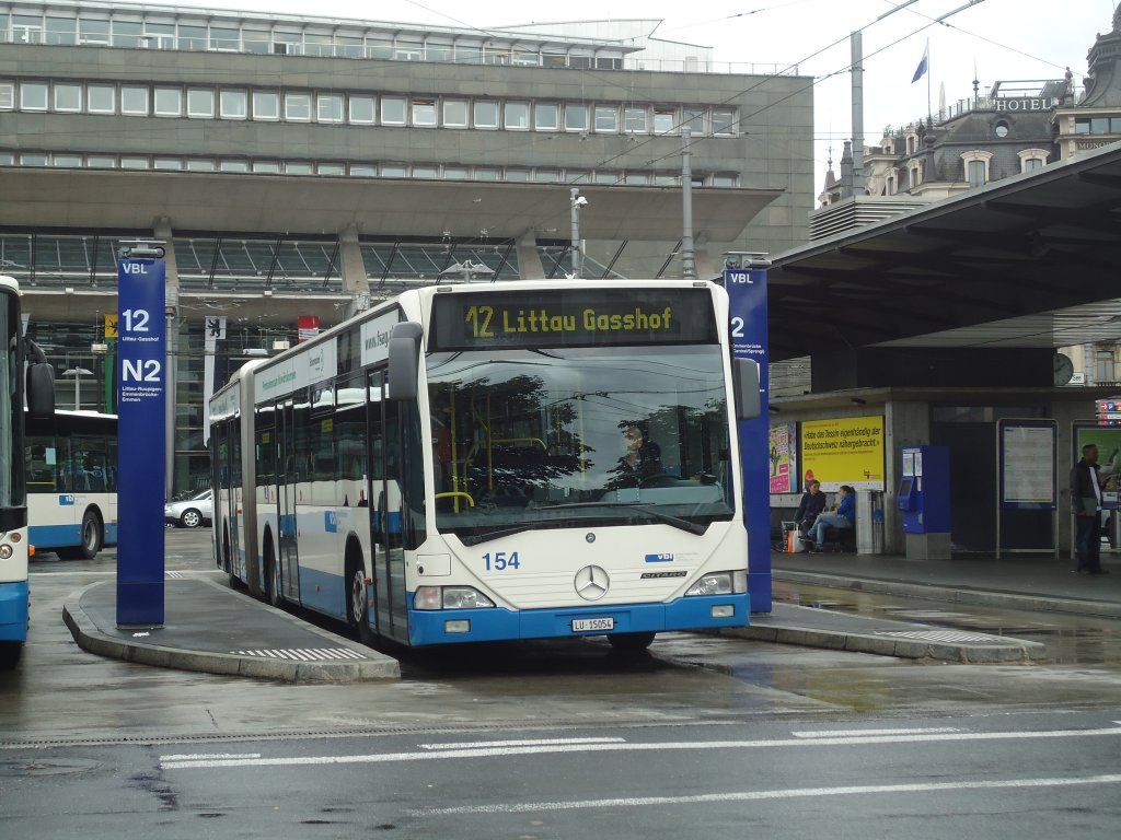 VBL Luzern - Nr. 154/LU 15'054 - Mercedes Citaro am 5. September 2011 beim Bahnhof Luzern