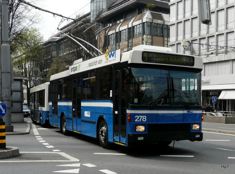 VBL - NAW-Hess Trolleybus Nr.278 mit Anhnger unterwegs am 10.04.2010