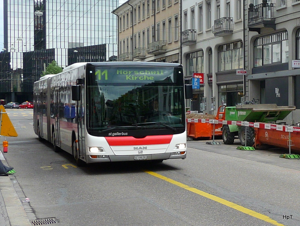 VBSG - MAN Lion`s City  Nr.281  SG 198281 unterwegs auf der Linie 11 in St.Gallen am 14.05.2011

