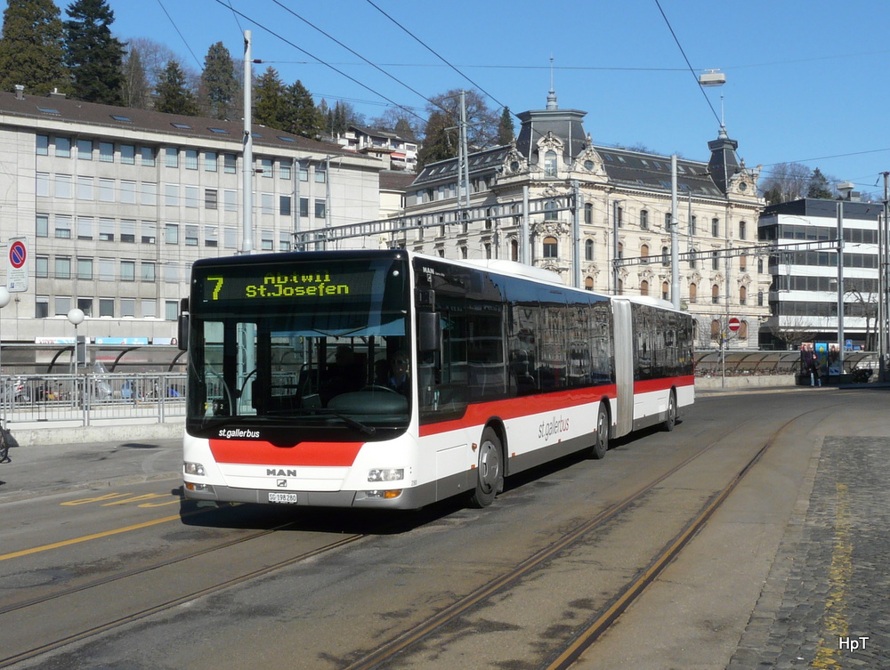 VBSG - MAN Lion`s City  Nr.280  SG  198280 unterwegs in St.Gallen am 01.03.2012