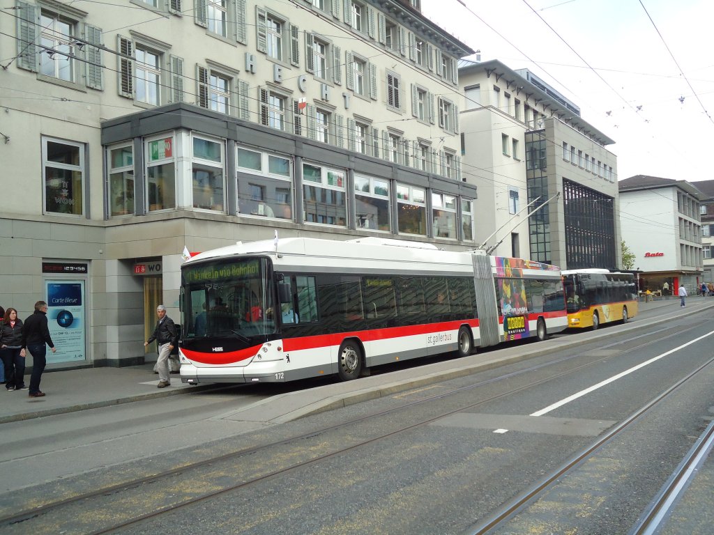 VBSG St. Gallen - Nr. 172 - Hess/Hess Gelenktrolleybus am 13. April 2011 in St. Gallen, Marktplatz