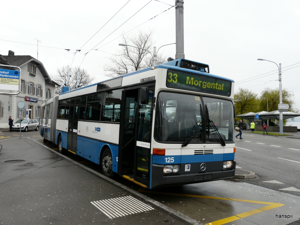 VBZ - Mercedes O 405 GTZ Trolleybus Nr.125 unterwegs auf der Linie 33 am 21.04.2013