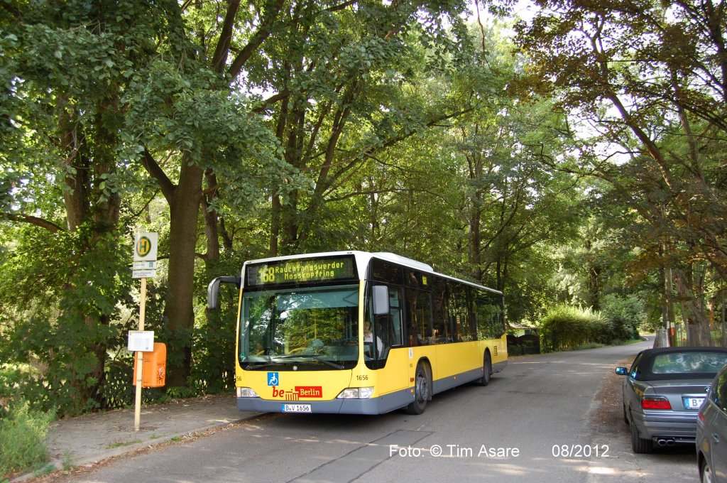 Wagen 1656 (MB Citaro O530 / MB EN06) im August 2012 auf der Linie 168 an der Haltestelle Zeuthener Weg.