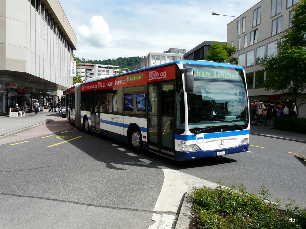 Zugerland - Mercedes Citaro Nr.208 ZG 4313 unterwegs auf der Linie 4 in der Stadt Zug am 17.05.2011
