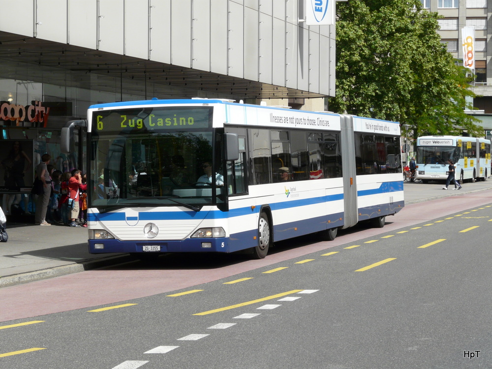 Zugerland - Mercedes Citaro Nr.5  ZG 3355 unterwegs auf der Linie 6 in der Stadt Zug am 17.05.2011
