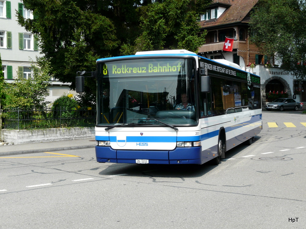ZVB Zugerland - Scania-Hess Nr.203  ZG 1212 unterwegs in Cham am 20.08.2010
