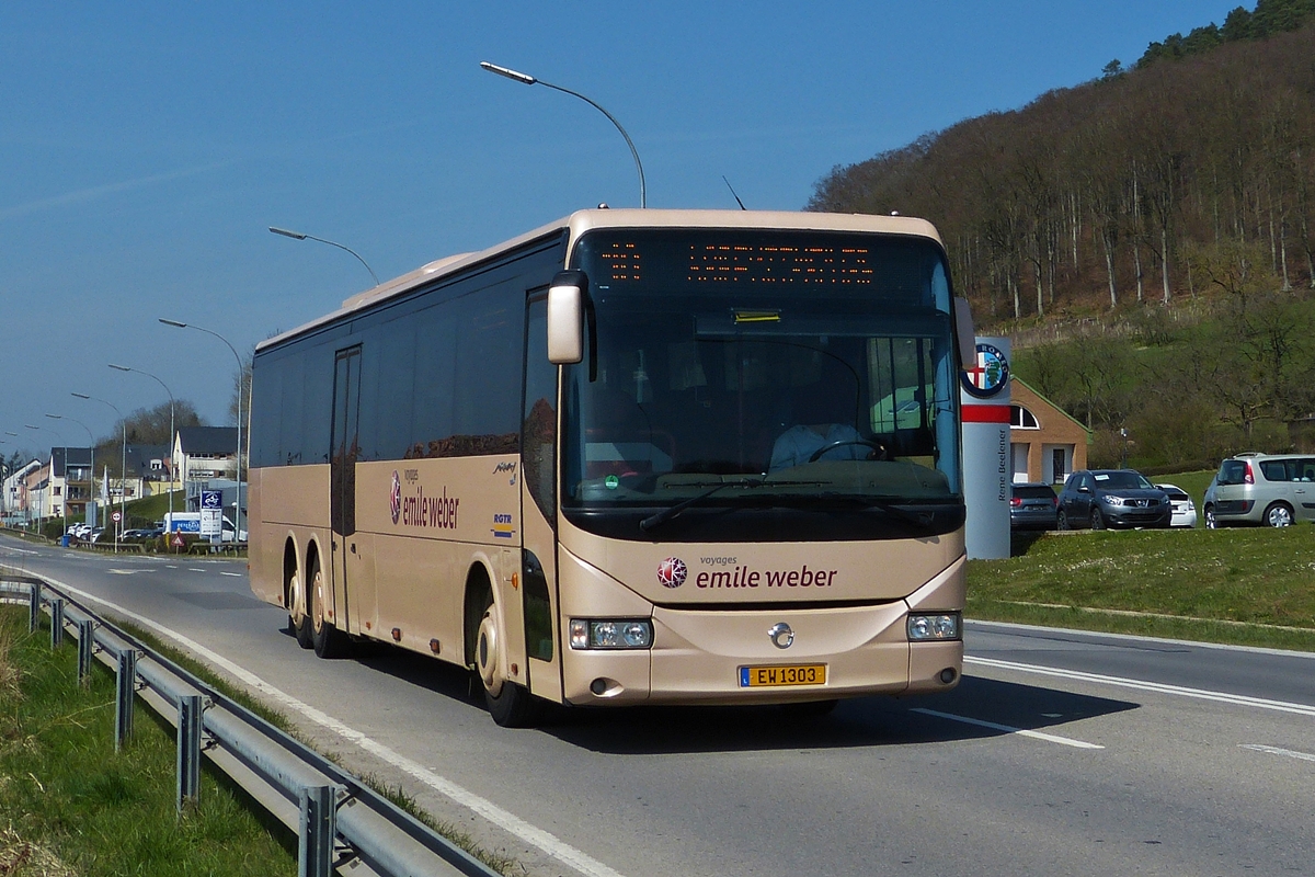 . EW 1303, Irisbus Arway des busunternehmens Emile Weber im Einsatz als SEV zwischen Mersch und Lorentzweiler.  09.04.2015