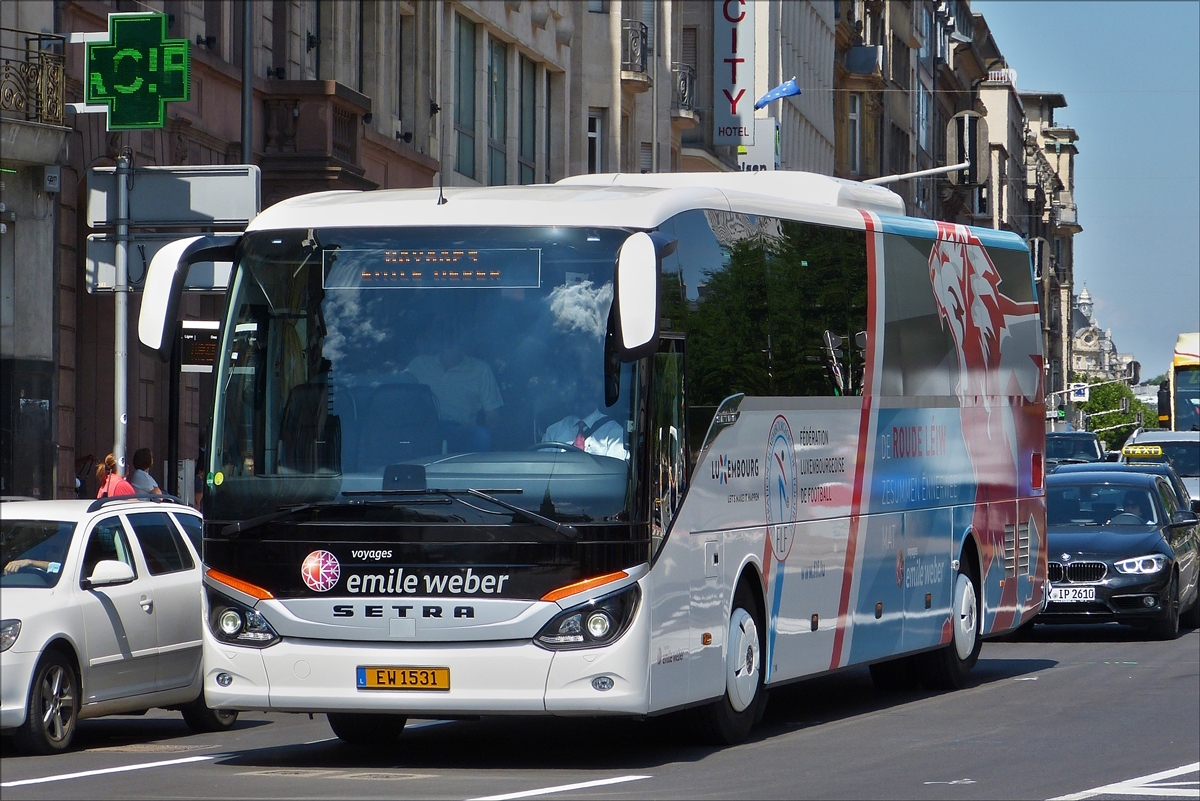 . EW 1531, Setra S 416 MD, von Voyages Emil Weber, in den Straßen der Stadt Luxemburg unterwegs. 14.07.2014  