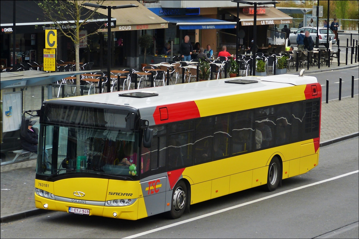 .  Solaris Urbino 12 von TEC nahe dem Bahnhof von Lige Guillemins, er bedient die Linie nach Verviers.  04.04.2014
